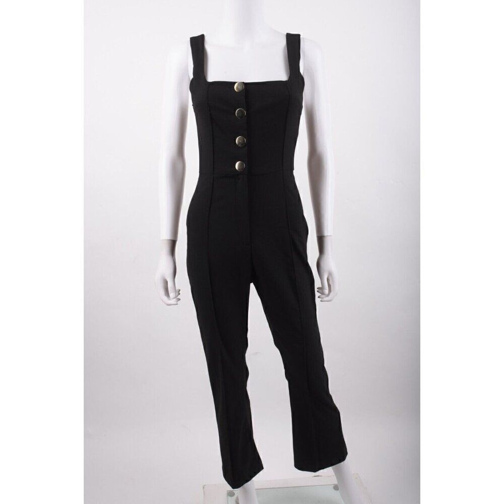 Zara Womans One piece Jumpsuit Long gold buttons Size S Black 8755/688 NWT